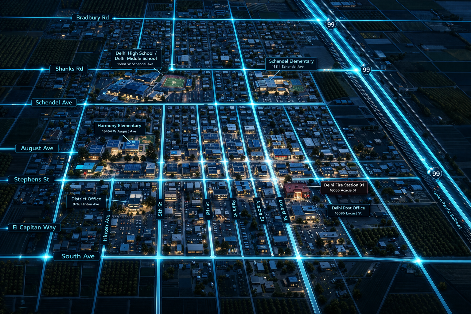 Delhi Service Area Map